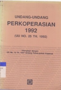 Image of Undang-Undang Perkoperasian 1992 (UU No.25 Th.1992)