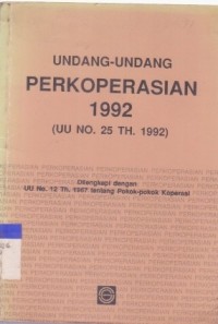 Undang-Undang Perkoperasian 1992 (UU No.25 Th.1992)