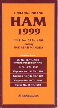 Image of Undang-undang HAM 1999 UU RI No.39 th. 1999 tentang Hak Asasi Manusia